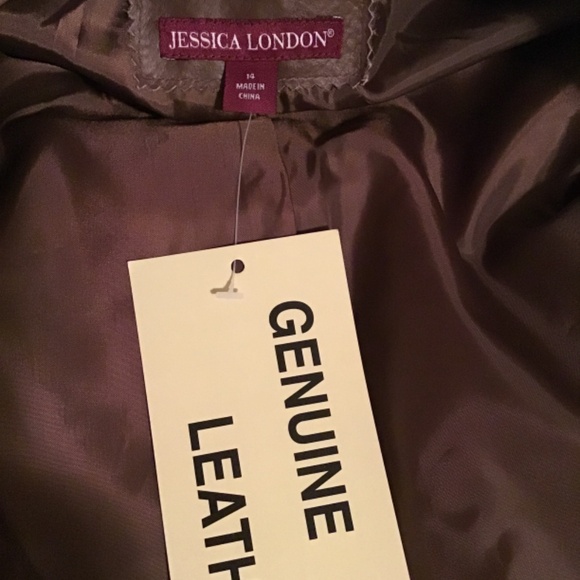 🔥#192, JESSICA LONDON, NWT, size 14, no pockets, no buttons,  soft leather, - Picture 4 of 4